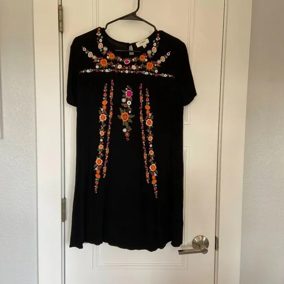 umgee black embroidered dress Umgee Linen Blend Tiered Midi Dress--Black – Lilly Abigails Boutique